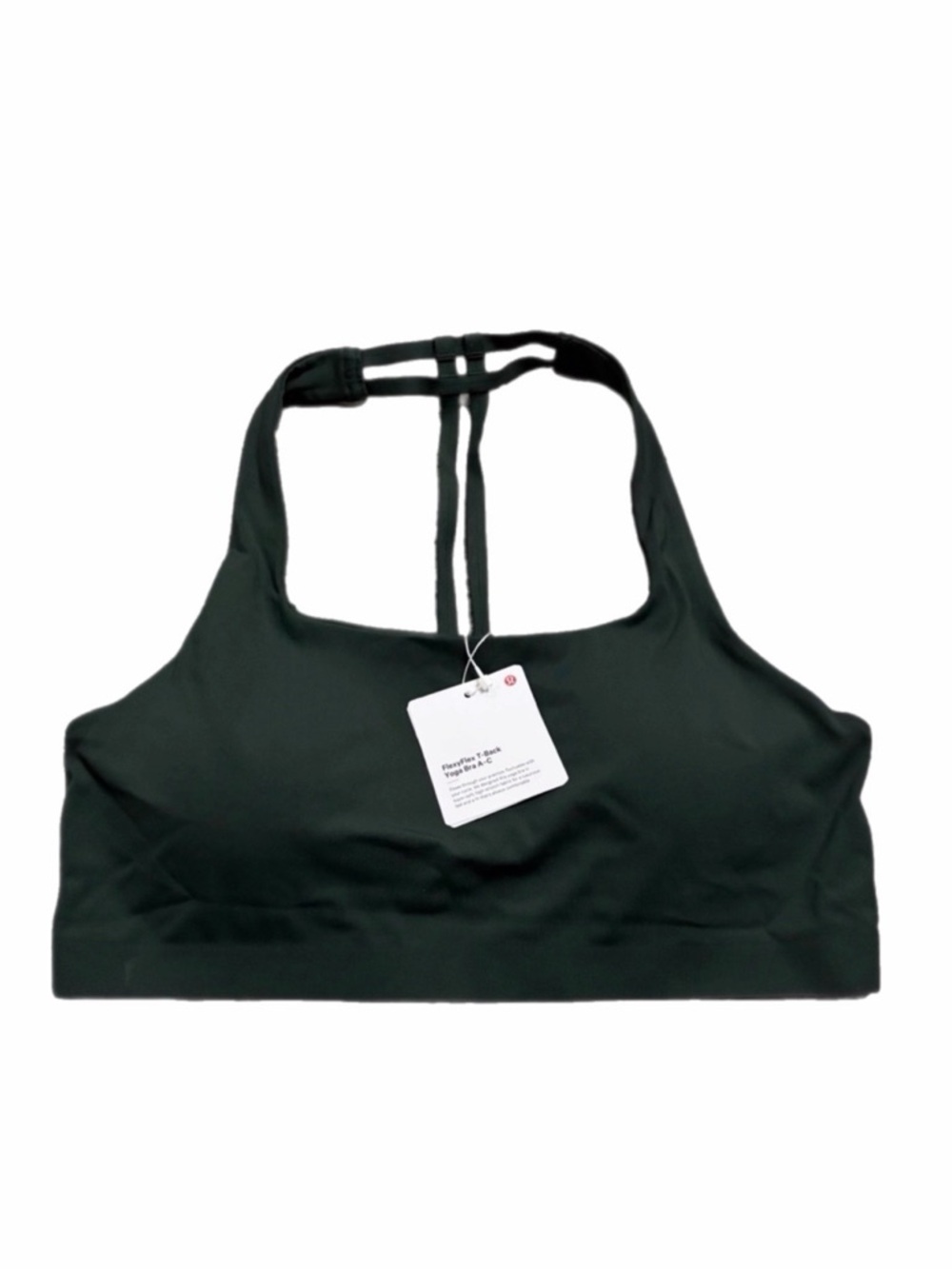 NWT Lululemon FlexyFlex T-Back Yoga Bra *Light Support A/C Rainforest Green L/XL